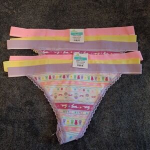 2 Pk 6‎ Pairs String Thong Underwear Womans XXL (20) Pastels Bunnies Easter Lace